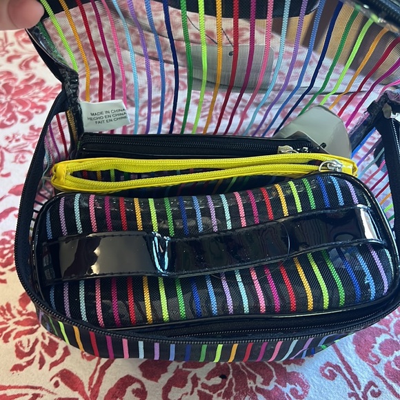 Cosmetic bags bundle of 4 new sheer with rainbow stripes NWT - Picture 4 of 4